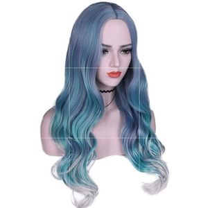 Womens Halloween party blue purple ombre wig